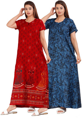 Sharma Distributor Women Nighty(Red, Blue)