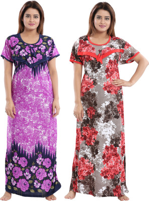 Shopping World Women Maternity/Nursing Nighty(Multicolor)