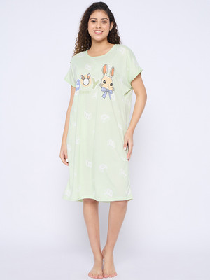 Camey Women Nighty(Green)