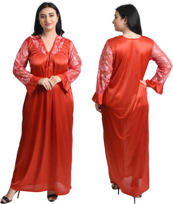 CAT LEYER Women Maternity/Nursing Nighty(Red)