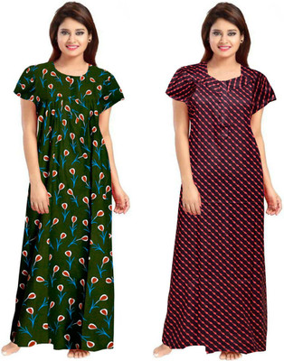 Vatatmaj Creations Women Nighty(Green, Brown)