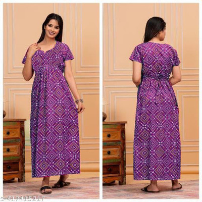 Trendy Fab Women Nighty(Purple)
