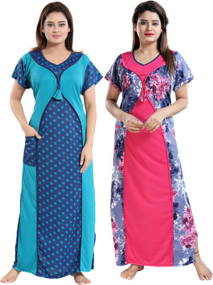 Shopping World Women Nighty(Multicolor)