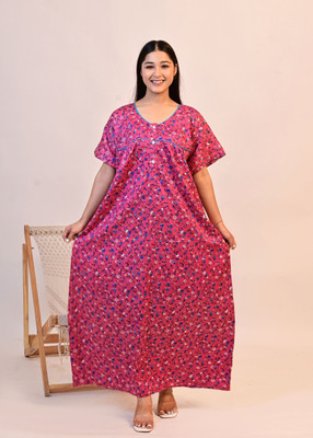 PAL CLOTHING Women Nighty(Pink)