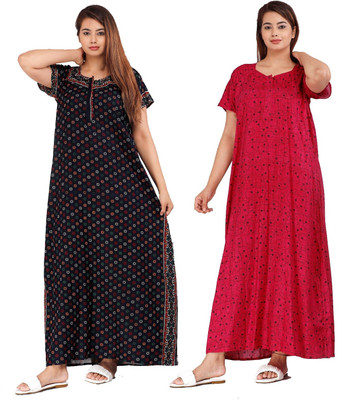 KrishvProducts Women Nighty(Pink)