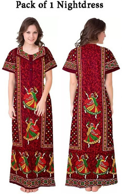 PEARLFLY Women Nighty(Maroon)
