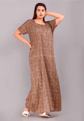 AakarShana Women Nighty(Brown)