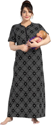 LIFE-TALE Women Nighty(Black, Grey)
