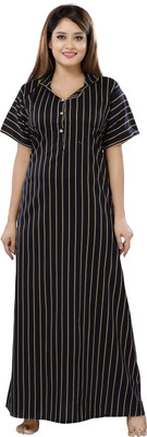 INNER BEATS Women Nighty(Black)