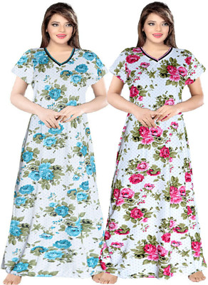 unlocked Women Nighty(Blue, Pink)