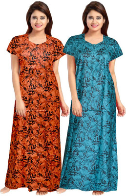 MSA Women Nighty(Orange, Blue)