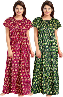 impression Women Nighty Set(Pink, Green)
