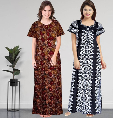 KrishvProducts Women Nighty(Multicolor)