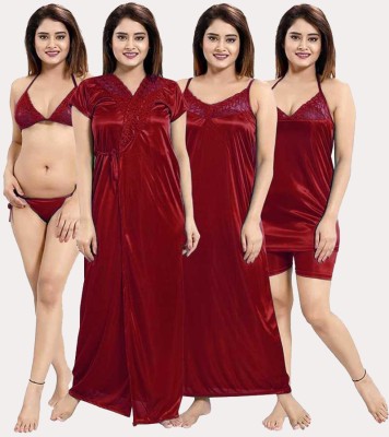 Amyence Women Nighty Set(Red)