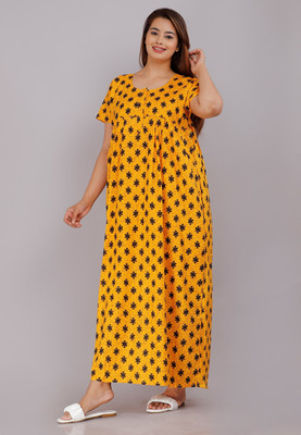 dinesh enterprises Women Nighty(Yellow)