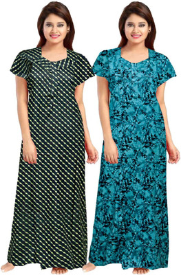AAKARSHANA CREATION Women Maternity/Nursing Nighty(Green, Blue)
