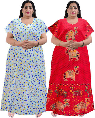 KrishvProducts Women Nighty(Yellow)