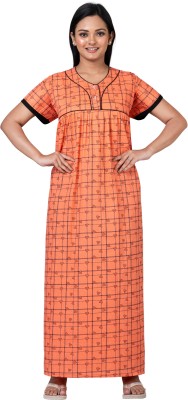 Sathvik Women Nighty(Orange)