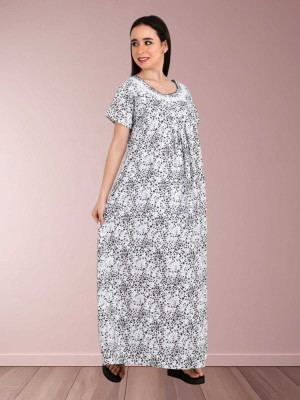 LDHSATI Women Nighty Set(White)