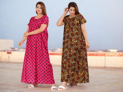 Hitisha Enterprises Women Nighty(Multicolor)