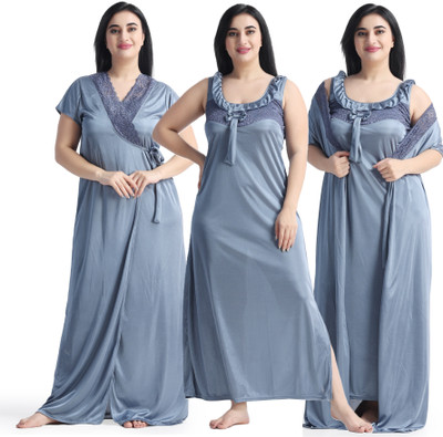 Punchi Women Nighty with Robe(Grey)