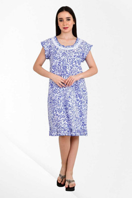 MONAL Women Nighty(Blue, White)