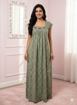 YAZIA Women Nighty(Green)