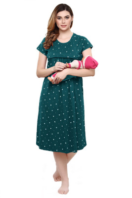 TIGYWIGY Women Maternity/Nursing Nighty(Blue)