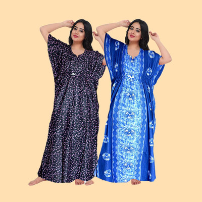 PR PINK ROYALL Women Nighty(Blue)