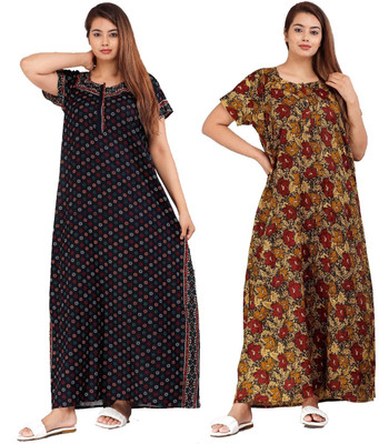 Ruishee Women Nighty(Multicolor)