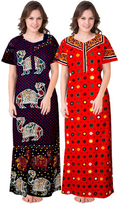 PINK CITY MART Women Nighty(Blue, Red)