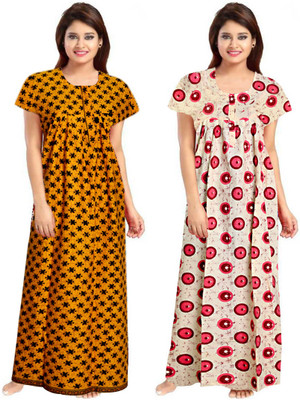 Vatatmaj Creations Women Nighty(Yellow)