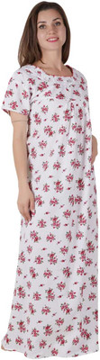 LDHSATI Women Nighty(White, Red)