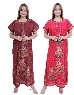 ZAMMU Women Nighty Set(Multicolor)