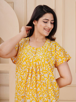 DGSM CRAFT Women Nighty(Yellow)