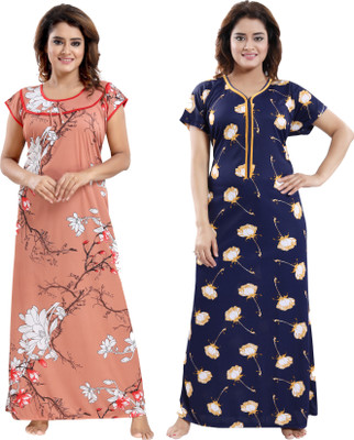Shopping World Women Nighty Set(Multicolor)