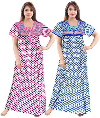 MF CREATION Women Nighty(Green, Brown)