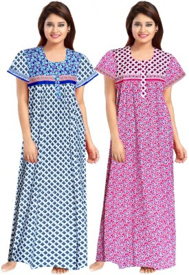 MF CREATION Women Nighty(Blue, Pink)