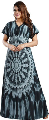 Saicreation Women Nighty(Grey, Blue)
