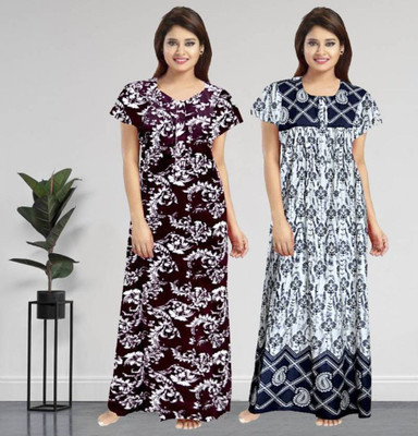 KrishvProducts Women Nighty(Multicolor)