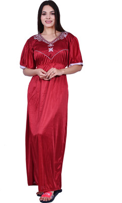 Endrilla Women Nighty with Robe(Red)