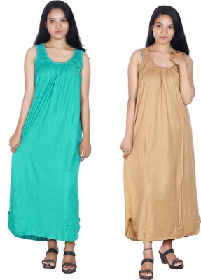Rylie Women Nighty Set(Green, Beige)