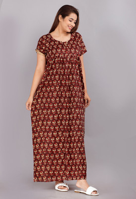 VILAKSHAN Women Nighty(Orange)