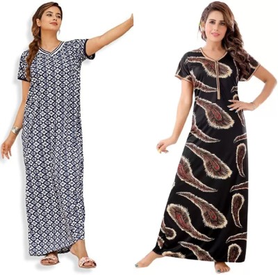 DHEERAJ DESIGNERS Women Nighty(Black, Blue)