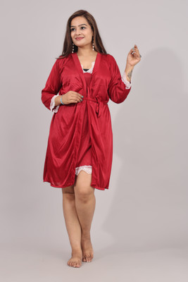 UT collection Women Nighty with Robe(Maroon)