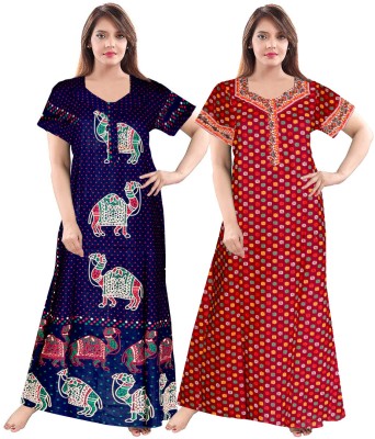 AAKARSHANA CREATION Women Nighty(Blue, Maroon)