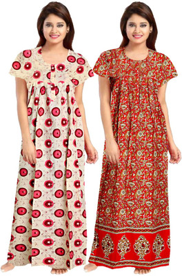 PINK CITY MART Women Nighty(Pink, Red)