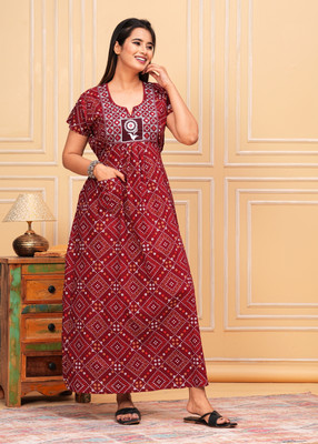 SHRI KRISHNA FABRIC Women Nighty(Maroon)