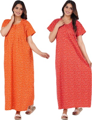 Wristy Women Nighty(Orange, Red)