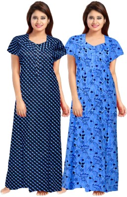 SILVER ORGANISATION Women Nighty(Black, Blue)